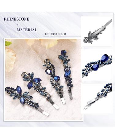 12 Pcs Vintage Blue Crystal Rhinestone Hair Pins - Sapphire Bobby Pins for Wedding - Decorative Navy Blue Hair Accessories for Women - Buy Online on GoSupps.com