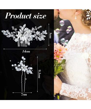 5 Piece Wedding Hair Comb Set - Pearl Crystal Bridal Hair Pins & U-Shaped Rhinestone Side Comb - Silver Hair Accessories for Brides & Girls - Buy Online on GoSupps.com