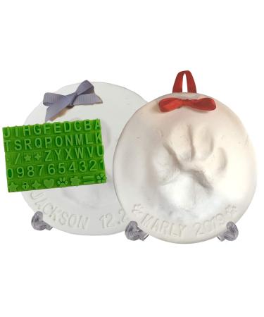 Ultimate Pawprint Keepsake Kit (Makes 2) - Paw Print Christmas Ornament w/ Bonus Personalization Tool & Display Stands! For Dogs, Cats & Pets. Non-toxic. Clay Air-Dries Soft, Light & Uncrackable.