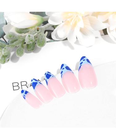 Sethexy Abstract Stiletto False Nails - Nude Pink & Blue Leopard 24pc Acrylic Press-On Nail Tips for Women & Girls - Buy Online on GoSupps.com