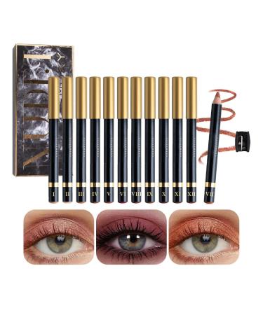 G n rique Eyeliner Makeup Set Eyeliner Pencil Set Smudge-Proof Eye Makeup Set - 12 Assorted Color Eyebrow Pen with Sharpener for Adults Women