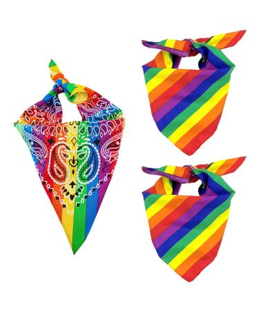 3 Pieces Of Rainbow Headbands Clothing Accessories Rainbow Hair Accessories Colorful Square Scarves Scarf Headbands