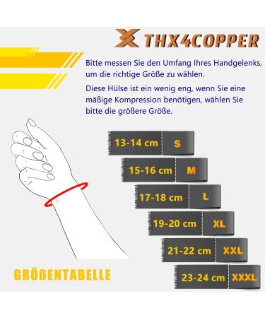Thx4Copper Compression Wrist Bandages - Copper Infused Wrist Support Unisex Beige XXL for Enhanced Blood Circulation & Relaxation - Buy Online on GoSupps.com