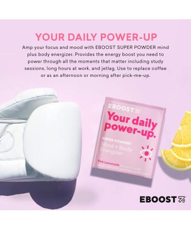 EBOOST Energy Drink & Electrolyte Powder 20 Packets - Pink Lemonade, No Added Sugar - Essential Vitamins, Nootropics, Natural Caffeine - Pre & Post Workout - Buy Online on GoSupps.com