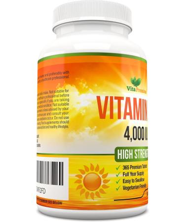 365 Easy to Swallow Vitamin D 4,000 IU Tablets - Maximum Strength D3 Supplement for Full Year Supply - Buy Online on GoSupps.com