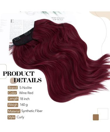 S-Noilite Clip in Hair Extensions U-Shaped Hair Extensions 18 Inch One Piece Synthetic Hairpiece with 5 Clips(Curly Wine Red) 850A 18 inch-wavy - Buy Online on GoSupps.com