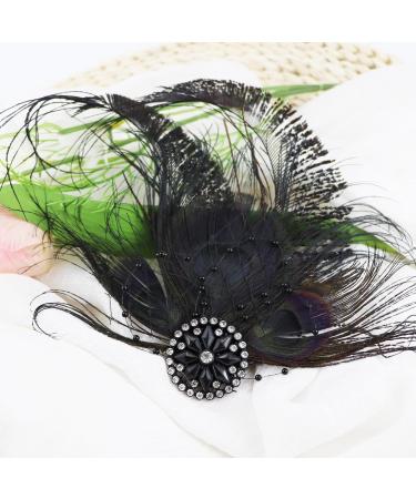 FERCAISH Women's Plumage Mesh Hair Clip 20s Hair Clip Vintage Costume Hair Accessories Fascinator Headwear for Women Birthday Wedding Party (Black) - Buy Online on GoSupps.com
