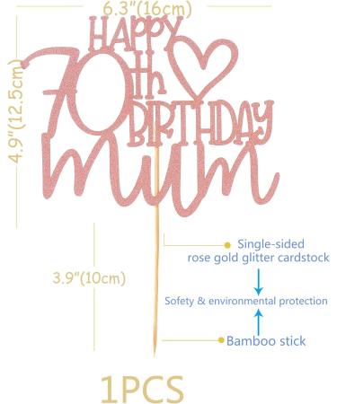 Happy 70th Birthday Mum Cake Topper - Mom Birthday Mother's Party Decorations Supplies Rose Gold 70th Birthday Cake Decoration Hb 70th Mum-rose Gold - Buy Online on GoSupps.com