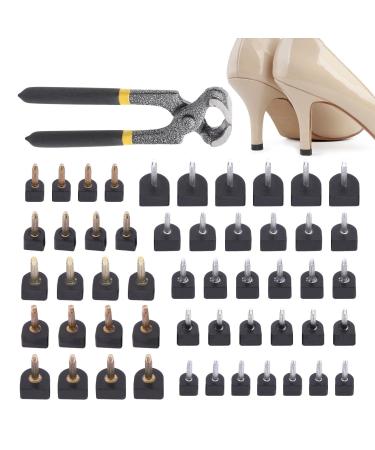 MOFUCA 25 Pairs Women's High Heel Shoes Replacement Tips Pin  U Shape Stable Stiletto Pliers Shoes Repair Tips for Repairing Shoes(as Shown)