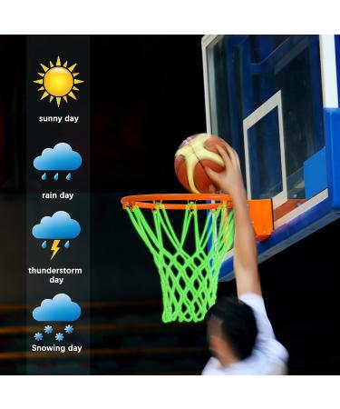 Mr. Warm Basketball Net Outdoor 2023 Upgrade Glow in The Dark | All Weather Anti Whip Nightlight Luminous | 12 Loop Fluorescent Green Replacement - Buy Online on GoSupps.com