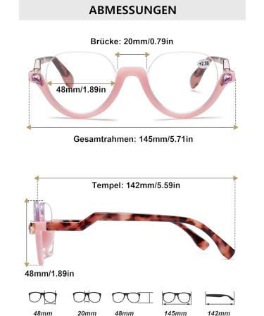 Shop Lanomi Fashion Half-Frame Reading Glasses - Blue Light Filter UV400 Protection Pink Frame & Tortoise Arm - Perfect Visual Aid for Men & Women - Buy Online on GoSupps.com
