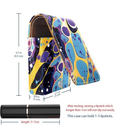 Buy Stylish Leather Lipstick Case with Mirror - Mini Lipstick Organizer | Abstract Watercolor Design - Buy Online on GoSupps.com