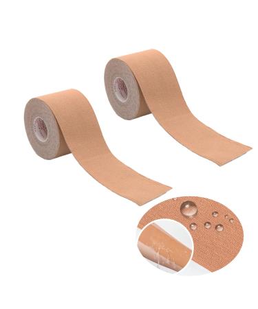 2 Rolls Kinesiology Tape Athletic Tape Waterproof Physio Tape for Pain Relief Muscle Joint Support 20 Precut 10" Strips Each Ideal for Muscle Support Injury Prevention(Begie)