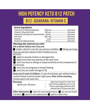VitaPatch Keto Patch with B12 Methylcobalamin & Guarana - 30 Day Supply, Made in USA - Buy Online on GoSupps.com