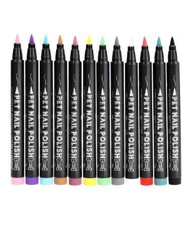 Pet nail polish kit: safe formula dog nail polish 12 grooming crayons quick-drying nail polish pens non-toxic paint tips for dogs