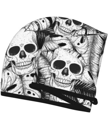 Skull & Palm Leaves Microfiber Hair Towel - Soft Super Absorbent Wrap for Women | Quick Dry Cap for Long Curly Thick Hair - Buy Online on GoSupps.com