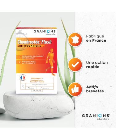 GRANIONS Chondrost o+ Flash Articulations - 40 G lules 10 Jours - Mangoselect (Garcinia Mangostana) Boswellia Harpagophytum - Confort Articulaire - Laboratoire des Granions - Marque Fran aise FORMAT FLASH 10 JOURS - Buy Online on GoSupps.com