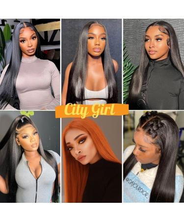CITY GIRL 24 inch Straight Transparent HD Lace Front Wig | Human Hair Pre Plucked with Baby Hair | Easy to Wear & Go Glueless Wig for Black Women - Buy Online on GoSupps.com