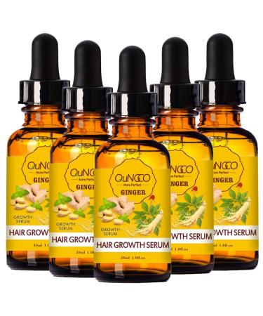 5 Pack Hair Growth Serum with Ginger Biotin for Men and Women - Prevent Hair Loss, Stimulate Regrowth, Strengthen and Lengthen Hair - Natural Formula for Thicker Strands - Buy Online on GoSupps.com