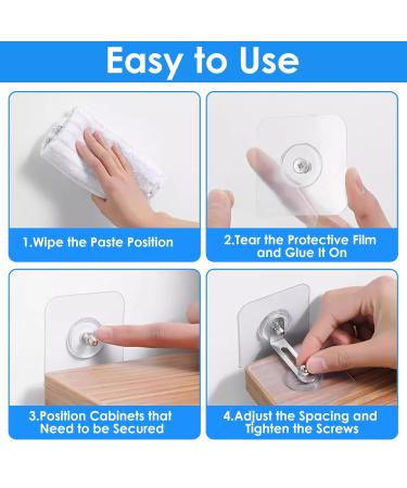 Safety Anchor for Furniture - 8 Sets of Transparent Wall Anchors for Toddlers & Pets - No Drilling Furniture Tilt Protection with Self-Adhesive Screws - Buy Online on GoSupps.com