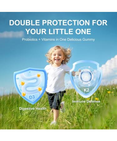 Sensrit Kids Probiotic Gummies with 5 Billion CFU & Vitamins C & D | Digestive & Immune Support for Children | Strawberry Blueberry Flavor | Pediatrician Approved Formula | Gluten Free Non-GMO - Buy Online on GoSupps.com