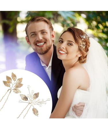 Telooco 6 Pieces Bridal Hair Pins Gold Flower Pearl Hair Pins Wedding Hair Accessories Suitable for Bride Bridesmaids Prom Party (2 Styles) - Buy Online on GoSupps.com
