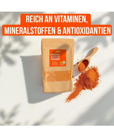 RheinNatur Organic Rose Hip Powder 1kg - 100% Organic - Rich in Vitamins Minerals and Antioxidants - Ideal for Smoothies Tea Cereals and More - 1000g Bag - Buy Online on GoSupps.com