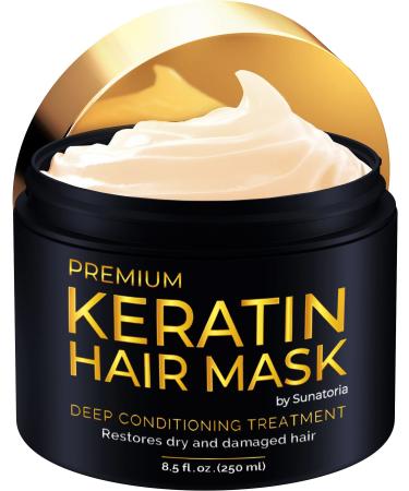 Sunatoria Keratin Hair Mask - Professional Treatment for Hair Repair, Nourishment & Beauty (with Hydrolyzed Keratin for Extra Hydration and Nourishing) Gold Keratin