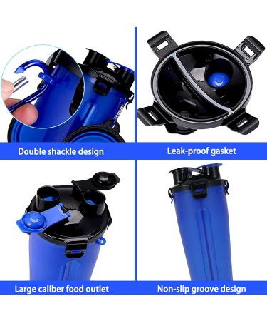 BrokSilent Dogs Travel Water Bottle - Leak Proof Puppy Dispenser with Bowls - Blue - Buy Online on GoSupps.com