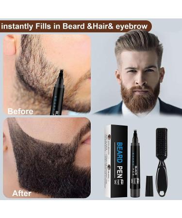 Waterproof Beard Pen Filler Kit for Men - Natural-Looking Beard Pencil Filler with Brush - Buy Online on GoSupps.com