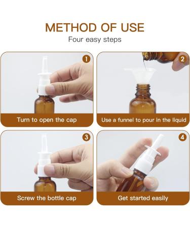 Nasal Spray Bottle Set - 6 Pcs 30ML Amber Refillable Fine Mist Sprayers with Funnels & Labels | Perfect for Travel & Home Use - Buy Online on GoSupps.com