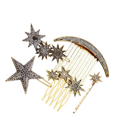 MAGICLULU 1 Set Star Moon Hairpin Hair Side Comb Clip Wedding Hair Combs Wedding Side Comb Hair Barrettes Hair Decor Hair Pin for Decor Bridal Hair Comb Hair Side Combs Hair Side Clip Comb