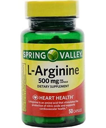 Spring Valley L Arginine Amino Acid Supplements 1 Capsule Per Serving 50 Ct