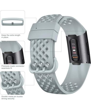 Pack of 3 Silicone Bands for Fitbit Charge 4/3/3 SE - Waterproof & Breathable Wristbands for Women and Men (Large, Black/Navy Blue/Gray) - Buy Online on GoSupps.com