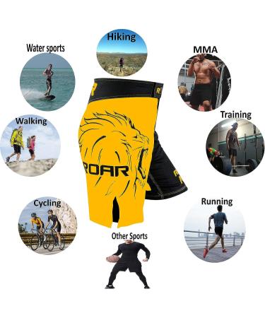 ROAR MMA Fight Shorts - Large Yellow/Black | Grappling, Muay Thai, BJJ Training - Buy Online on GoSupps.com