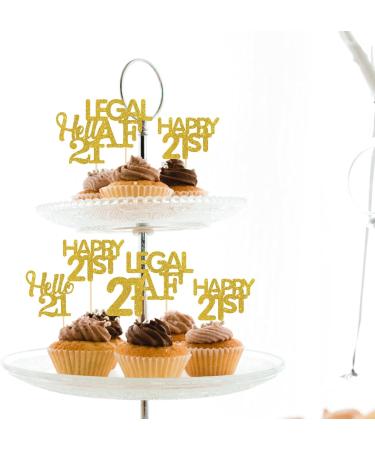 Ambishi 24pcs 21st Birthday Cupcake Toppers Gold Glitter 21 Years Old Birthday Party Favors Cupcake Picks for Boy Girl Hello 21 Happy 21st Birthday Sign Party Decoration Supplies (21) - Buy Online on GoSupps.com