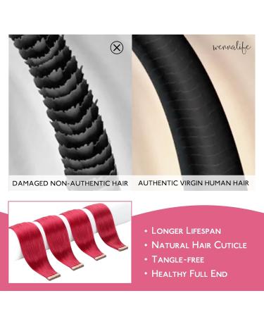 Premium If-Salt Tape Extensions - 10pcs Real Hair Red 25cm Invisible Smooth 20g - Perfect for Highlights | International Shipping Available - Buy Online on GoSupps.com
