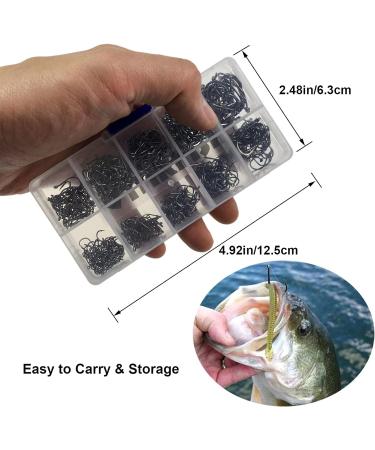 Thkfish Carbon Steel Fishing Hook Set - 500 Eyeless & Eyes Hooks in Plastic Box | 10 Sizes Fishing Accessories for International Shipping - Buy Online on GoSupps.com