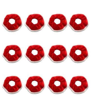 Miaija 12Pieces Hair Scrunchies Christmas Soft Hair Ropes Ponytail Holder Red and White Elastic Hair Ties Hair Accessory for Girls Women