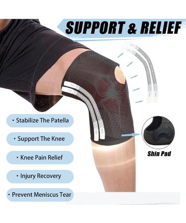 CURELIX 2023 Knee Brace with Side Stabilizers - Adjustable Support for Meniscus Tear, MCL, ACL, Arthritis - Gel Pad & Shin Pad Included (Black, Large) - Buy Online on GoSupps.com