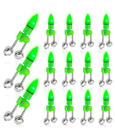 PALPORT 15Pcs Fishing Bells for Rods Clip on Night Green Light Fishing Pole Alarm Bell Best Fishing Accessories and Equipment(Please Make Sure You Read The Instructions Carefully)
