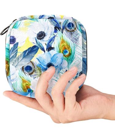 Watercolor Napkin Storage Bag with Peacock Flowers | Portable Menstrual Cup Holder for Women & Teens - Buy Online on GoSupps.com