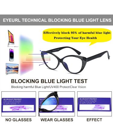 Shop EYEURL 3 Pack Cat Eye Reading Glasses - Blue Light Blocking Rhinestone Coating Spring Hinges +2.50 Magnification - Stylish Eyewear for Women - Buy Online on GoSupps.com