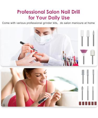 COSLUS Electric Nail Drill with 45 Kits - Cordless Manicure Set | 3-Speed Professional E File for Acrylic & Gel Nails - Rose Grey - Buy Online on GoSupps.com