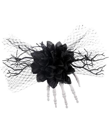 Rose Hair Pins Skeleton Hand Halloween Barrettes Festival Hair Accessories Horror Headwear for Masquerade Parties Role Black - Buy Online on GoSupps.com