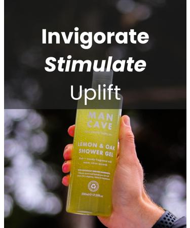 ManCave Lemon and Oak Shower Gel 500ml | Vegan & Sulphate Free | Infused with Lemon Oil & Aloe Vera | Refreshing Aroma | Made in the UK - Buy Online on GoSupps.com