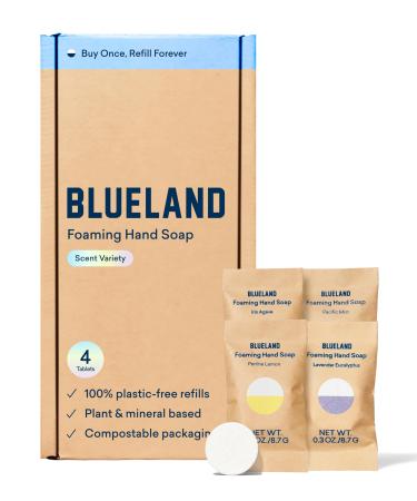 BLUELAND Foaming Hand Soap Refill Tablets 4-Pack Variety Pack Scents Eco Friendly Cleaning Products 4 x 9 Fl oz Classic Variety 4 Count (Pack of 1)