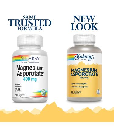 Solaray Magnesium Asporotate 400 mg - 180 VegCaps for Optimal Wellness - Buy Online on GoSupps.com