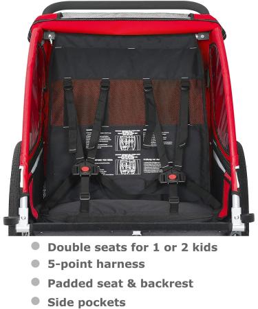 Tiggo 2-in-1 Children's Bicycle Trailer & Jogger | International Shipping | Red Color - Model 50402 - Buy Online on GoSupps.com
