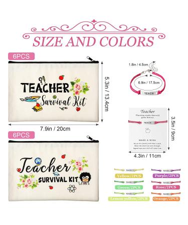 Teacher Appreciation Gift Set - 24 Piece Survival Kit, Makeup Pouch, Blessing Card Bracelet, and Cosmetic Bag for Teacher's Day - Elegant Style 9.1 x 5.9 Inch - Buy Online on GoSupps.com